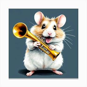 Hamster Playing A Trumpet 4 Canvas Print