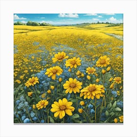 Field Of Sunflowers 2 Canvas Print