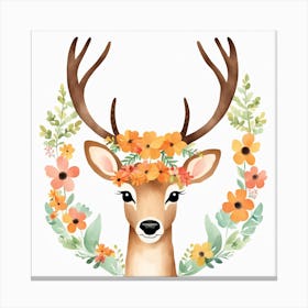 Floral Baby Elk Nursery Illustration (2) Canvas Print