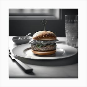 Burger On A Plate 23 Canvas Print