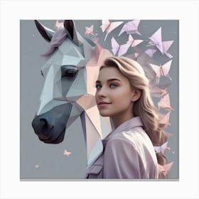 Portrait Of A Girl With A Horse Canvas Print