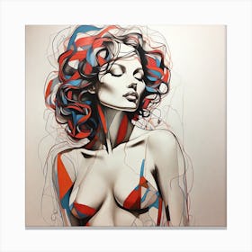 Woman With Red And Blue Hair Canvas Print