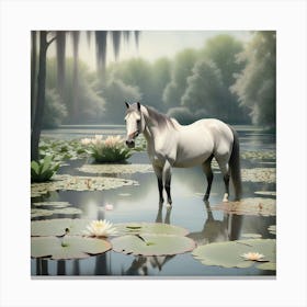 Horse In Water 9 Canvas Print