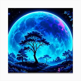 Full Moon blue Canvas Print