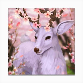 Deer In Cherry Blossoms Canvas Print