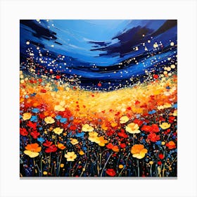 Hand Painted Abstract Field Of Flowers Canvas Print