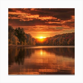 Sunset Over Lake Canvas Print