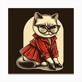 Cat In Red Coat Canvas Print