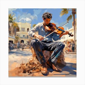 Violinist In The Street Canvas Print