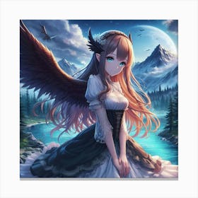 Anime Girl With Wings 2 Canvas Print