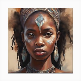 Wall Painting Of A Beautiful African Girl 1 Canvas Print