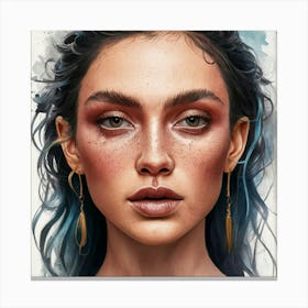 Portrait Of A Woman With Blue Hair 2 Canvas Print