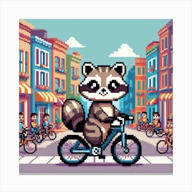 Raccoon On A Bike art 1 Canvas Print