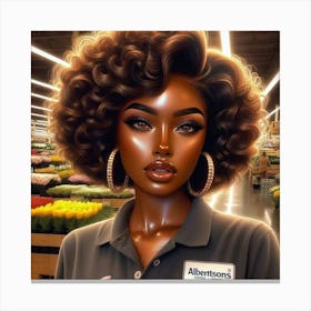 Ebony Queen In A Grocery Store Canvas Print