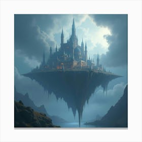 A Grand, Floating Citadel With Crystal Spires Amidst Stormy Clouds 1 Canvas Print