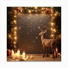 Christmas Background With Deer Canvas Print