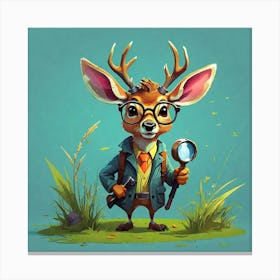 Deer With A Magnifying Glass 1 Canvas Print