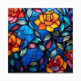 Stained Glass Roses 1 Canvas Print