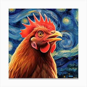 Starry Night Rooster Canvas Print