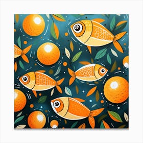 Orange Fish Pattern Canvas Print