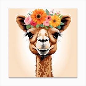 Floral Baby Camel Nursery Illustration (19) Canvas Print