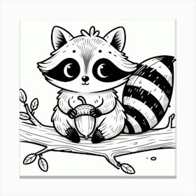 Line Art raccoon Canvas Print