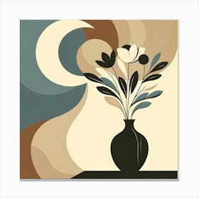 Flowers In A Vase In Boho Art 1 Canvas Print