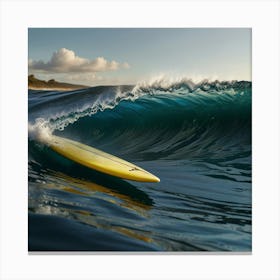 Surfboard On A Wave Canvas Print