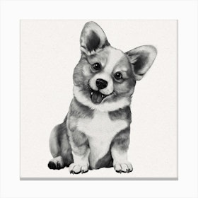 Happy Corgi Square Canvas Print