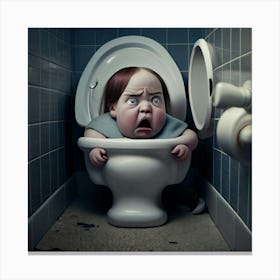 Baby In A Toilet Canvas Print
