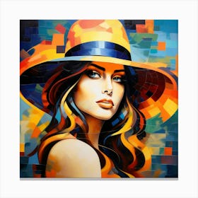 Abstract Puzzle Art Woman in a Hat 2 Canvas Print