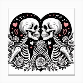 Skeletons In Love Canvas Print