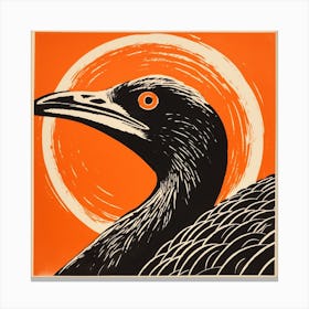 Retro Bird Lithograph Crane 1 Canvas Print