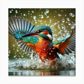 Kingfisher Splashing Water Canvas Print