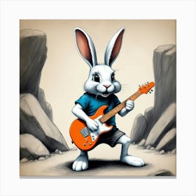 Bunny Playing Guitar 3 Canvas Print