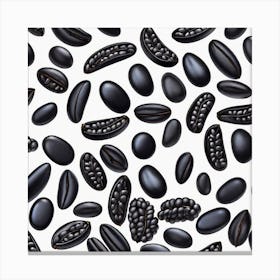 Black Beans On A White Background Canvas Print