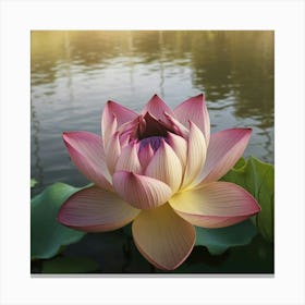 A Golden Lotus Flower With Petals Open W Dwvuanw0rya2tq7fz8wxhg Mvobgu8lt6cn0m14ruic W Canvas Print