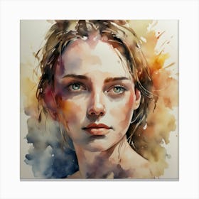 Watercolor Portrait Of A Woman 19 Canvas Print