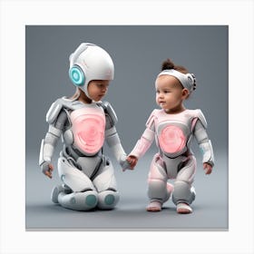 Baby And Robot Canvas Print