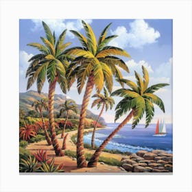 Palm Trees On The Beach 7 Canvas Print