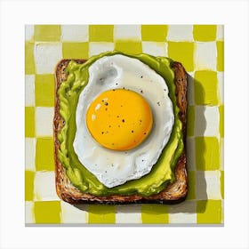Avocado Egg On Toast Yellow Checkerboard 2 Canvas Print