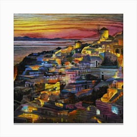 Sunset In Santorini Canvas Print