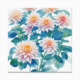 Watercolor Dahlias Canvas Print