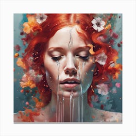 Woman With Red Hair And Flowers Canvas Print