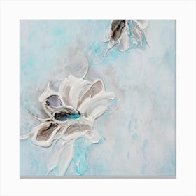 Aqua Teal Flower Painting 2 Square Canvas Print