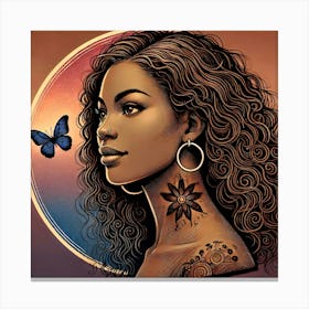 Butterfly Tattooed Woman Canvas Print