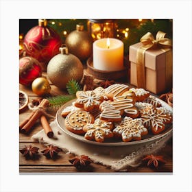 Christmas Cookies On A Plate 2 Canvas Print