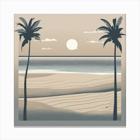 Palm Trees At The Beach Canvas Print