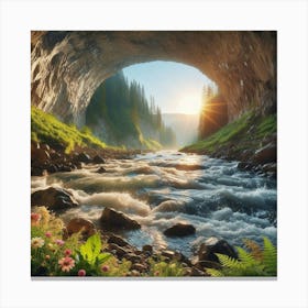 Untamed Beauty: Witnessing the Power of a Mountain Stream. Canvas Print
