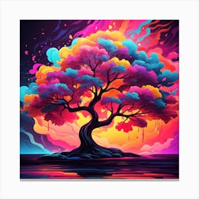 Colorful Tree, Neon Print Canvas Print